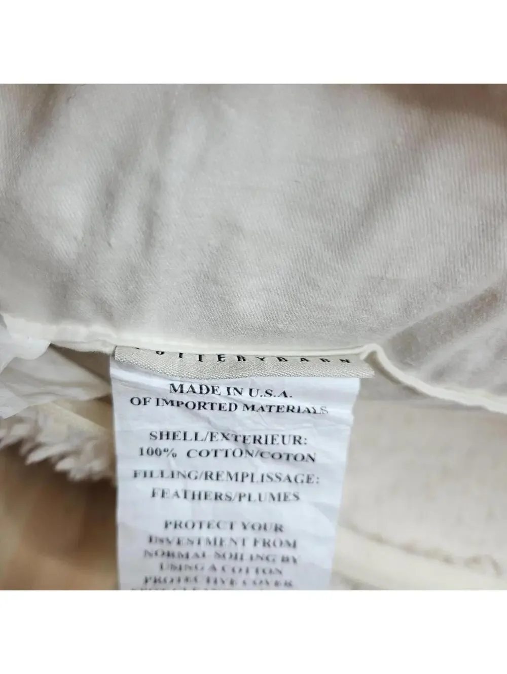 Pottery Barn Plush Faux Fur Cover 24 x 24 Inch Pillow PB Feather Pillow Insert